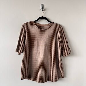 Eileen Fisher-Burnt Caramel and Black 100% Organic Cotton Tee (Size: Medium)